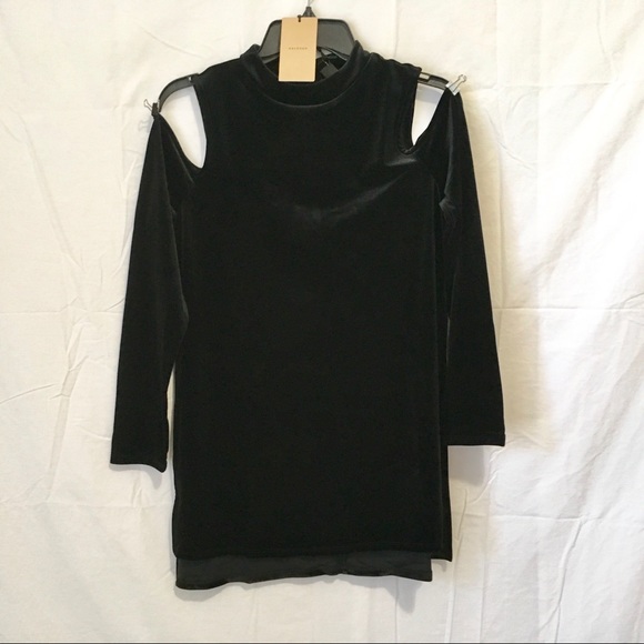 New Halogen Velvet Cold Shoulder Top Black small. E - Picture 4 of 8